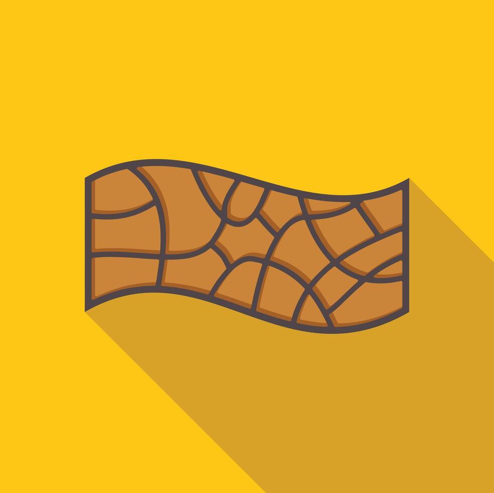 Piece of dry cracked earth waving on yellow background vector