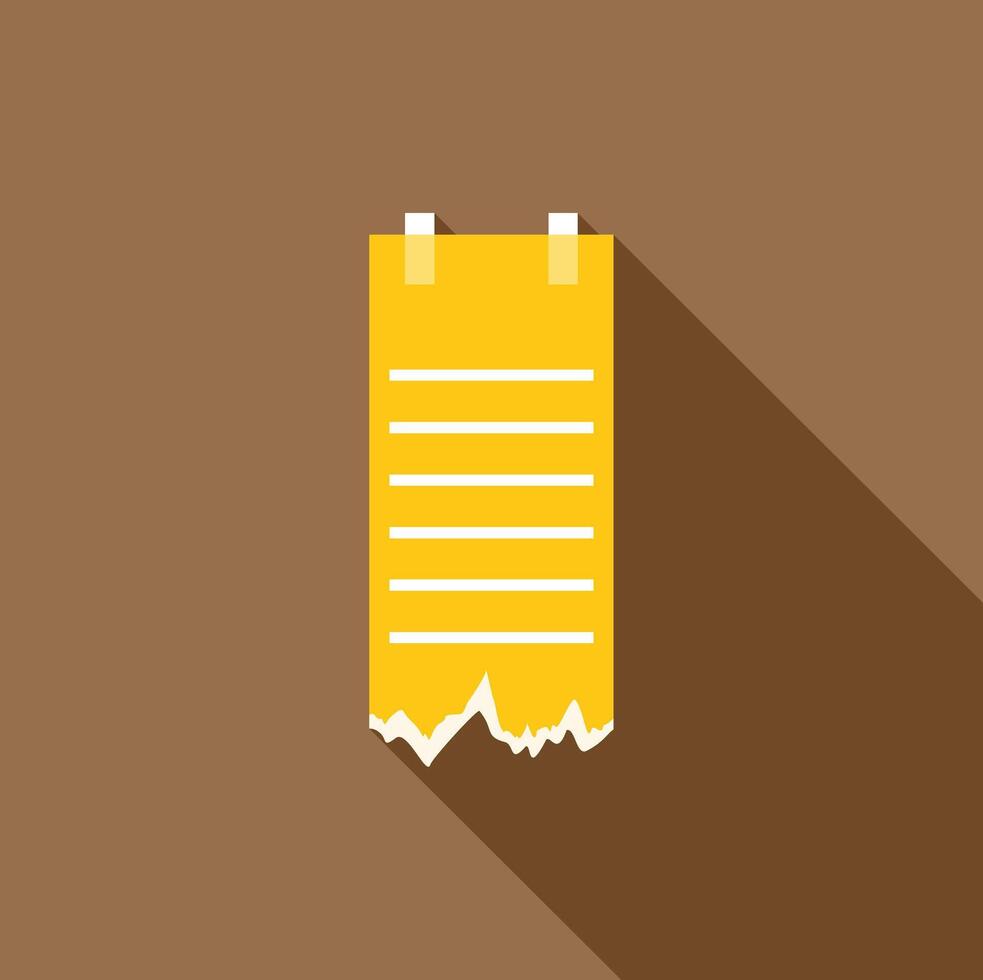 Yellow notepad paper page sticking with tape on a brown wall vector