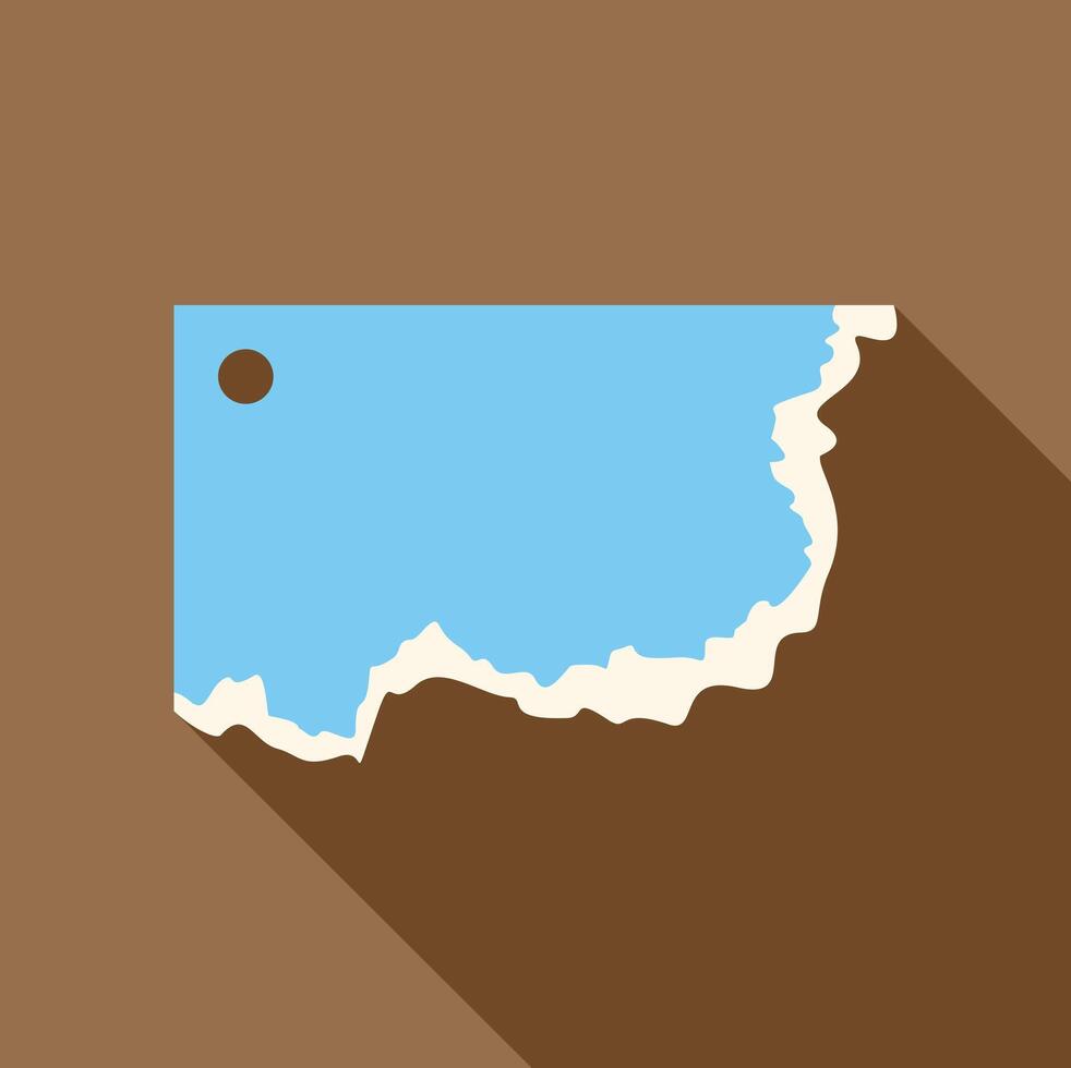 Blue tag or label with hole with a torn edge casting a shadow vector