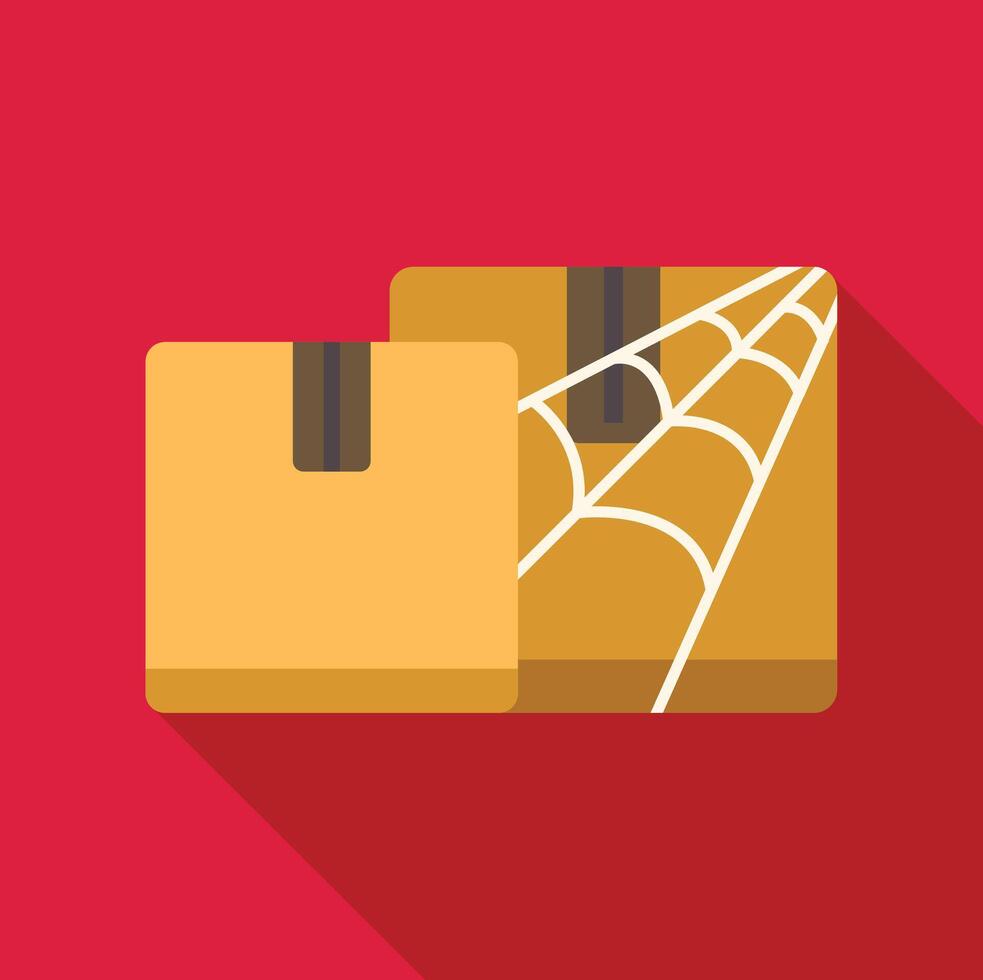 Two cardboard boxes with spider web for halloween delivery service vector