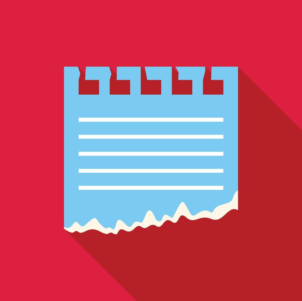 Blank note paper with torn edges on red background vector