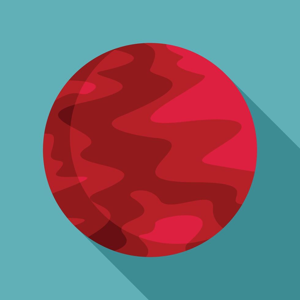 Red planet rotating in open space minimalist illustration vector