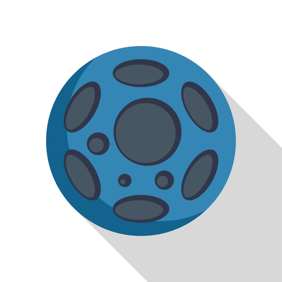 Blue planet with craters casting a long shadow vector