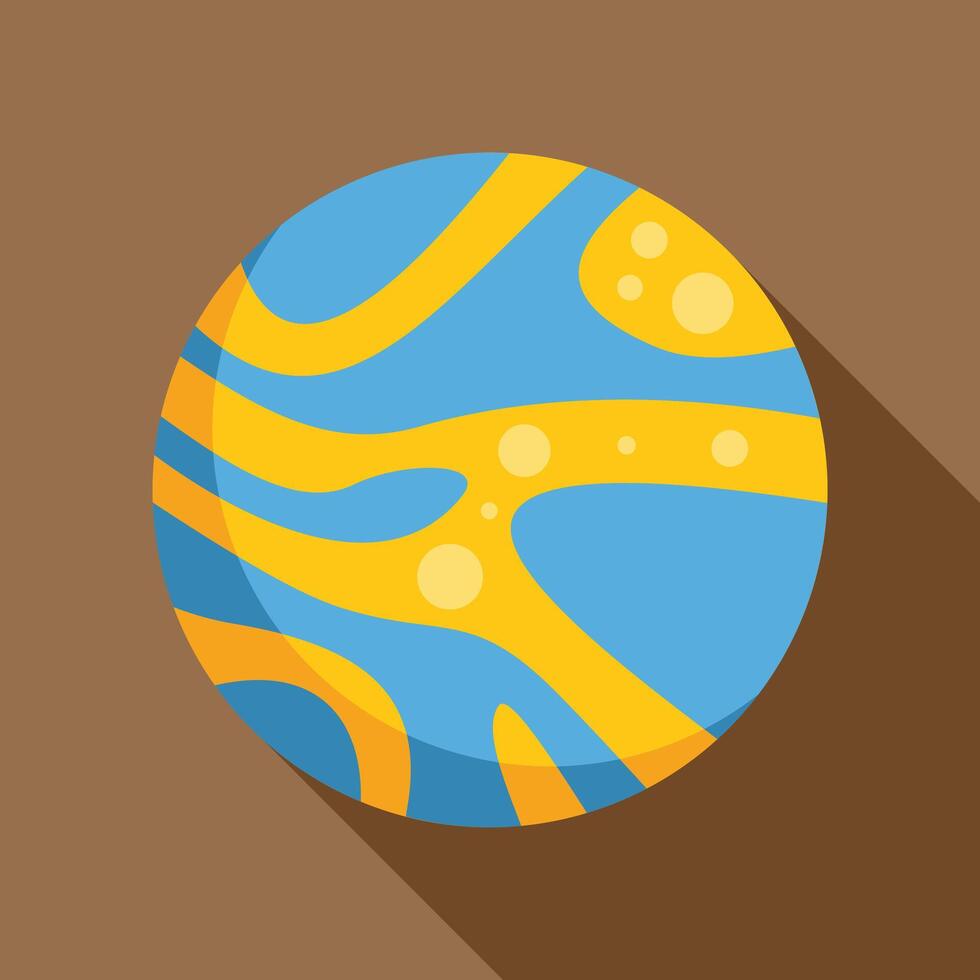 Blue planet with yellow spots is orbiting in space vector
