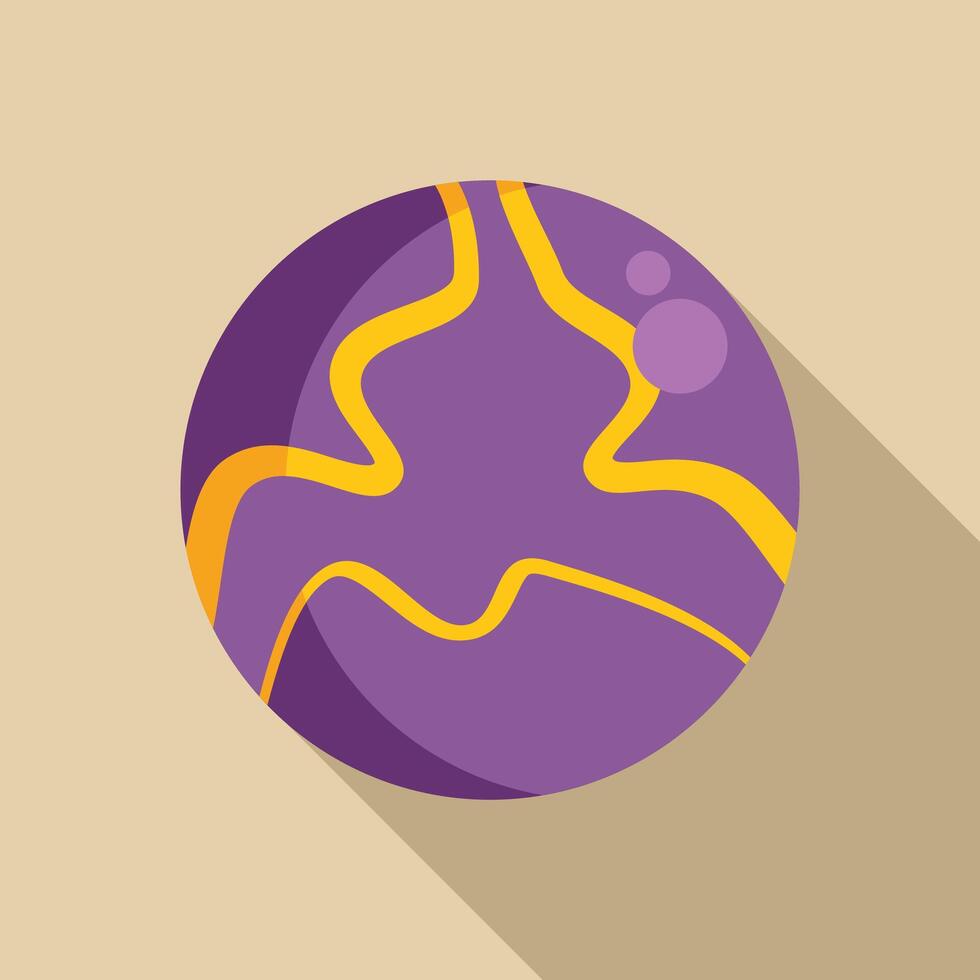 Purple planet with yellow stripes floating in space vector