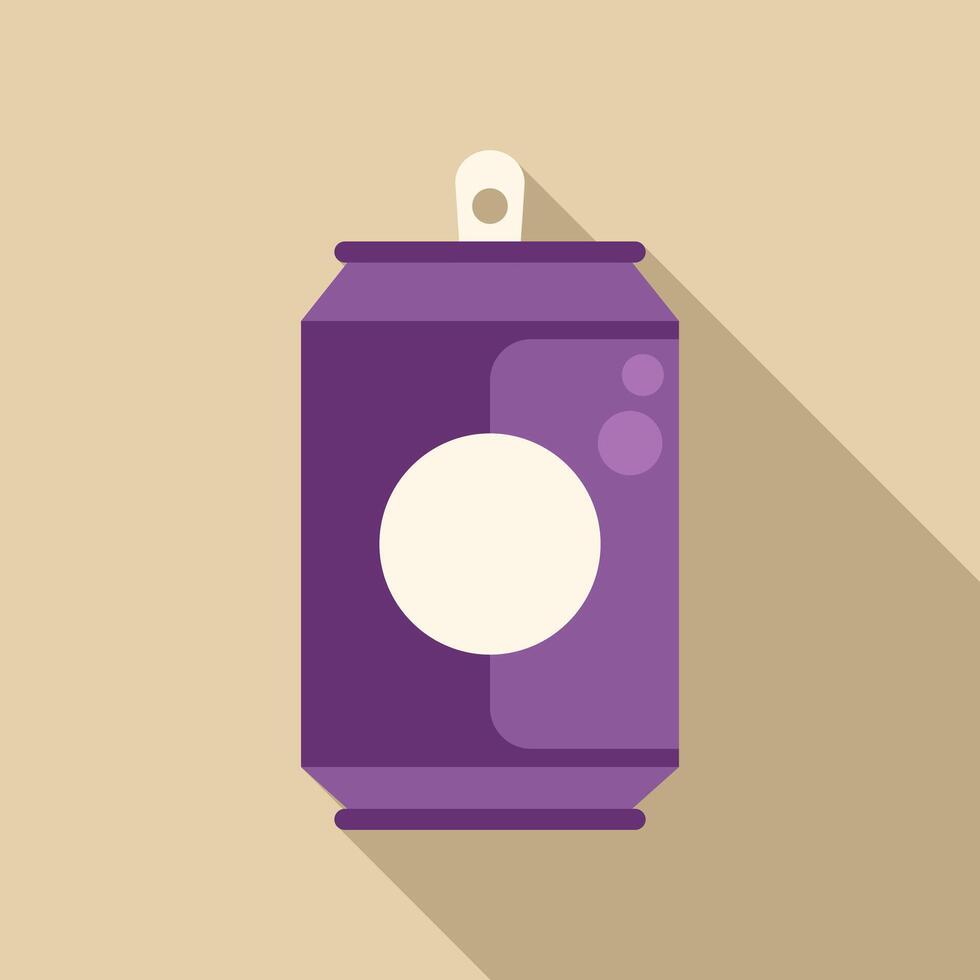 Purple soda can casting long shadow on beige background vector