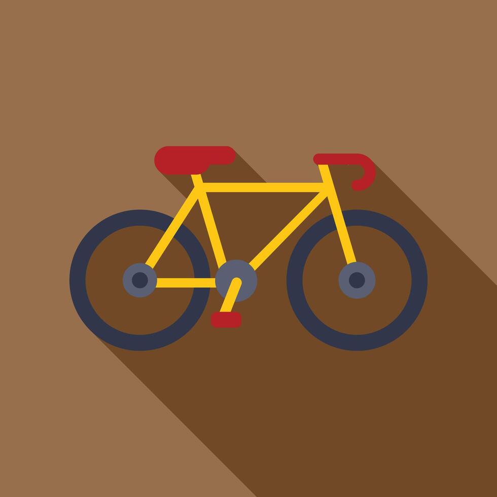 Yellow bicycle standing on brown background with long shadow vector