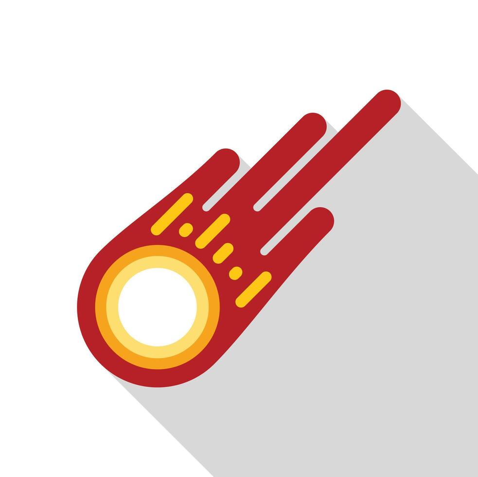 This flat design icon shows a burning comet flying in space vector