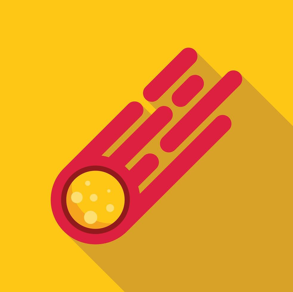 Yellow comet falling with red tail on yellow background vector
