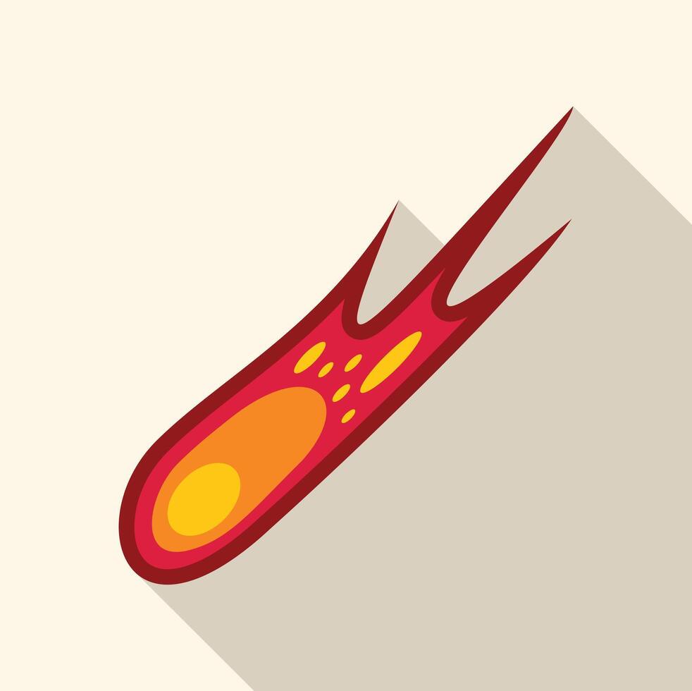 Red comet falling through space leaving fiery trail vector