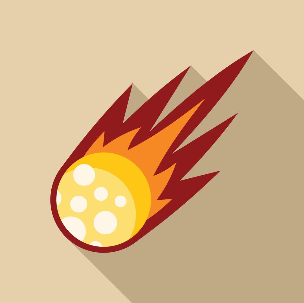 Yellow meteorite burning falling through space vector