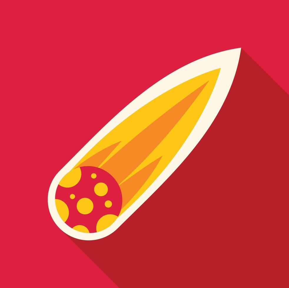 Cartoon meteor leaving flaming tail while flying in space vector