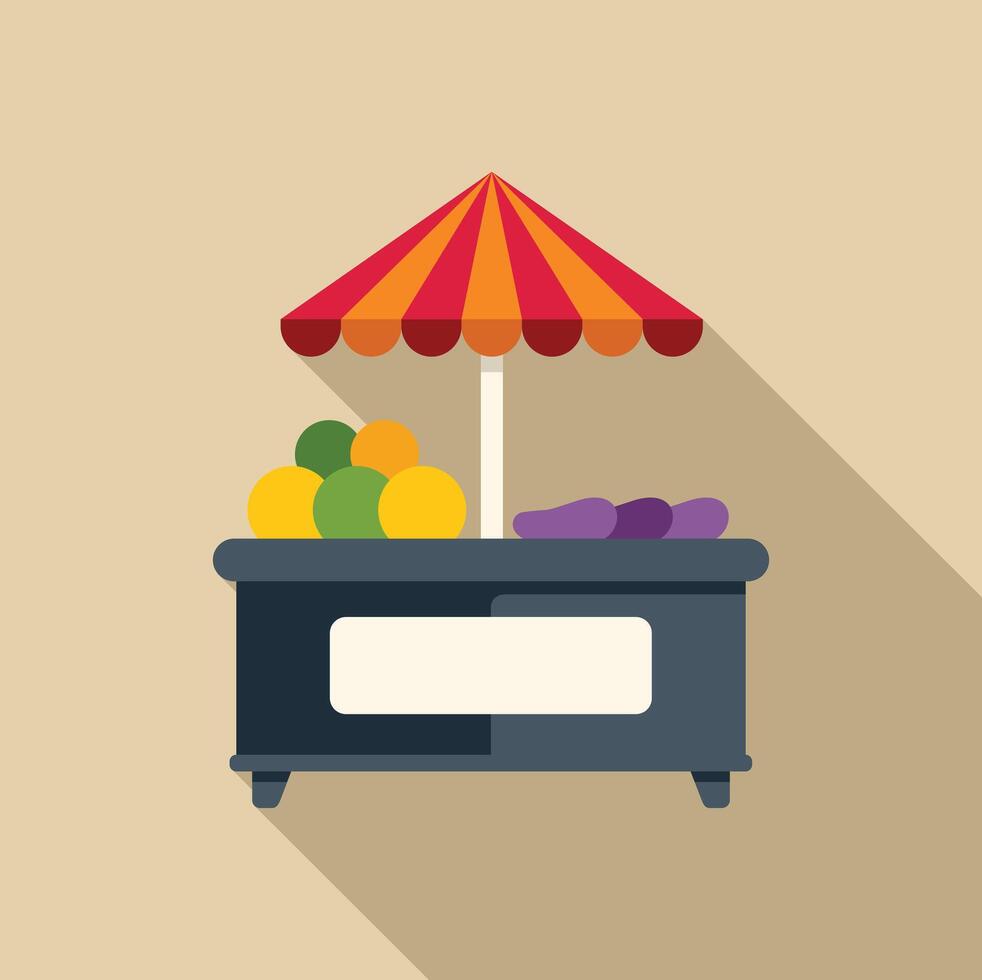Street food cart offering fresh fruits and vegetables for sale vector