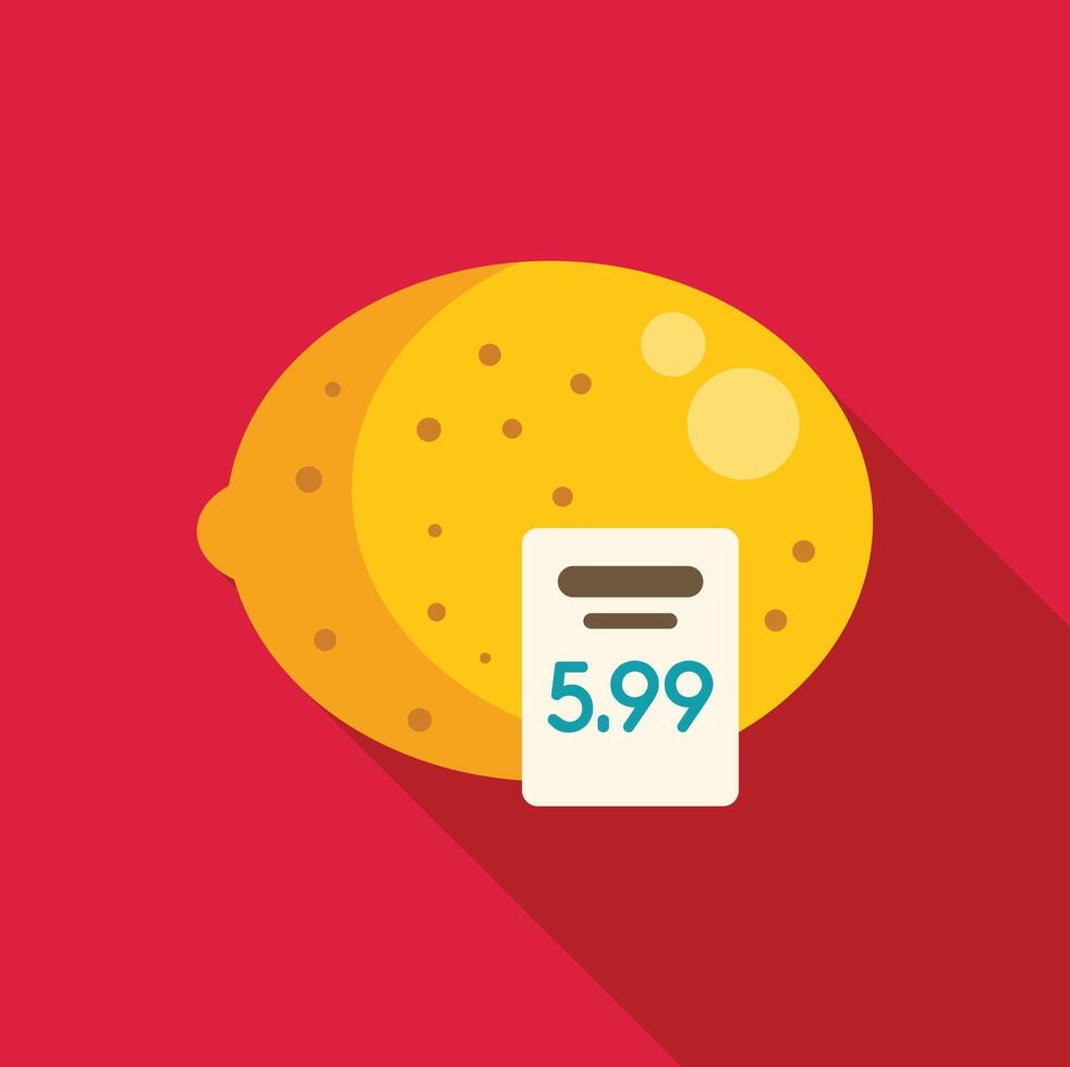 Lemon with price tag showing expensive cost of living vector