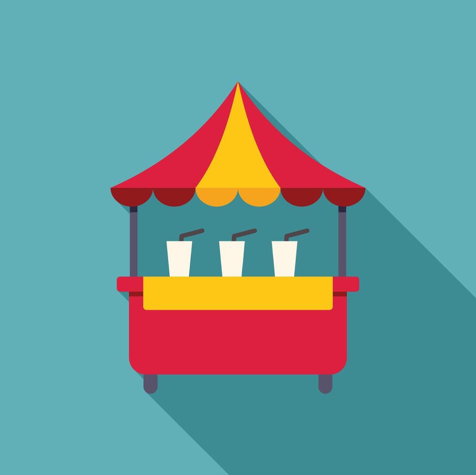 Street food cart selling drinks at local market with awning and cups displayed vector
