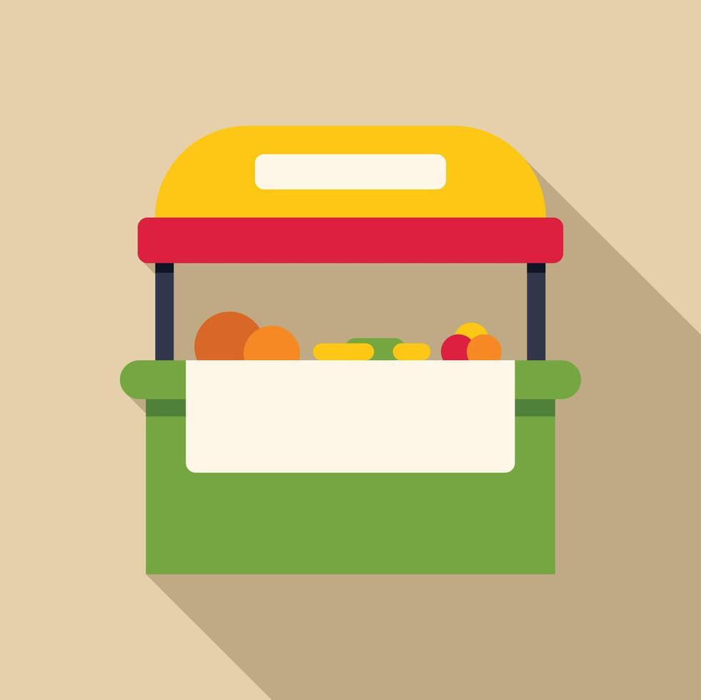 Street food market stall selling fresh fruit and vegetables with blank sign for branding vector