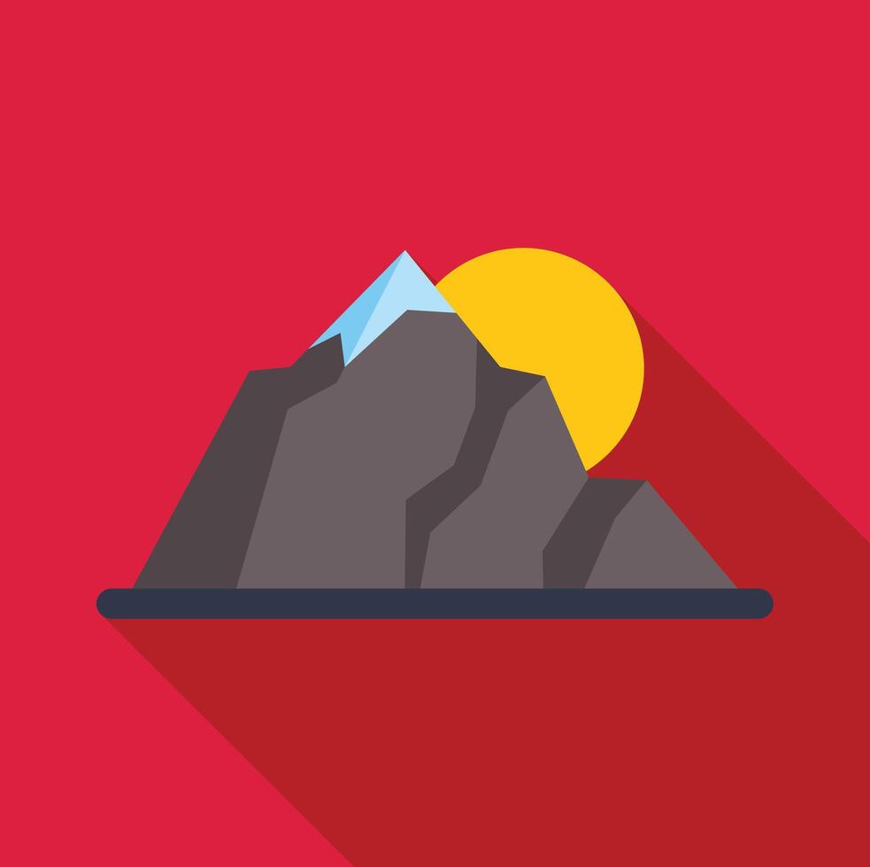 Mountain peak with snow cap reaching for the sun in minimalist style vector