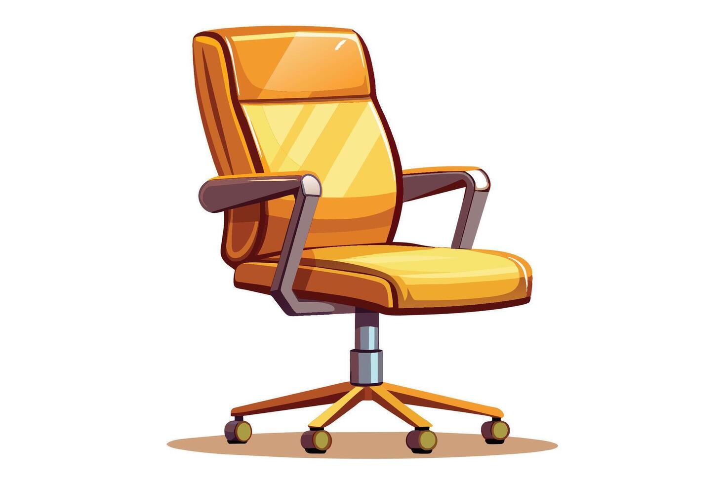 Bright orange office chair with smooth wheels, designed for comfort and style, standing alone on a white background vector