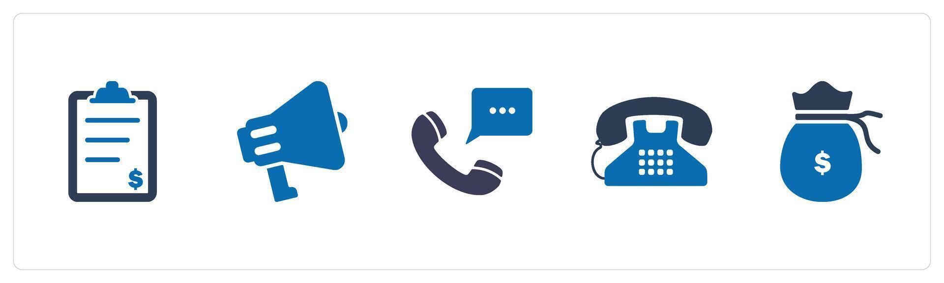 A set of 5 Mix icons as invoice, announcement, communication vector