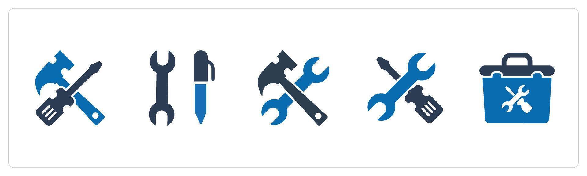 A set of 5 Mix icons as repair tool, hand tool, repair tool box vector