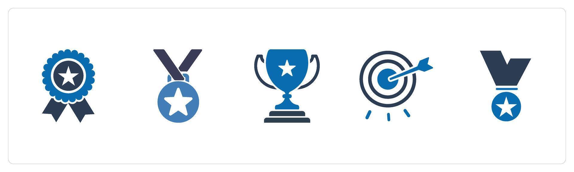 A set of 5 Mix icons as star badge, star medal, trophy vector