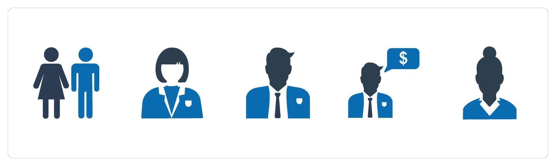 A set of 5 Mix icons as man woman, female, male vector
