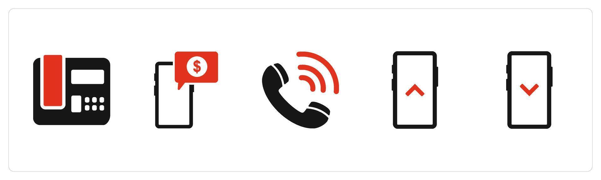 A set of 5 Business icons as landline, digital payment, calling vector
