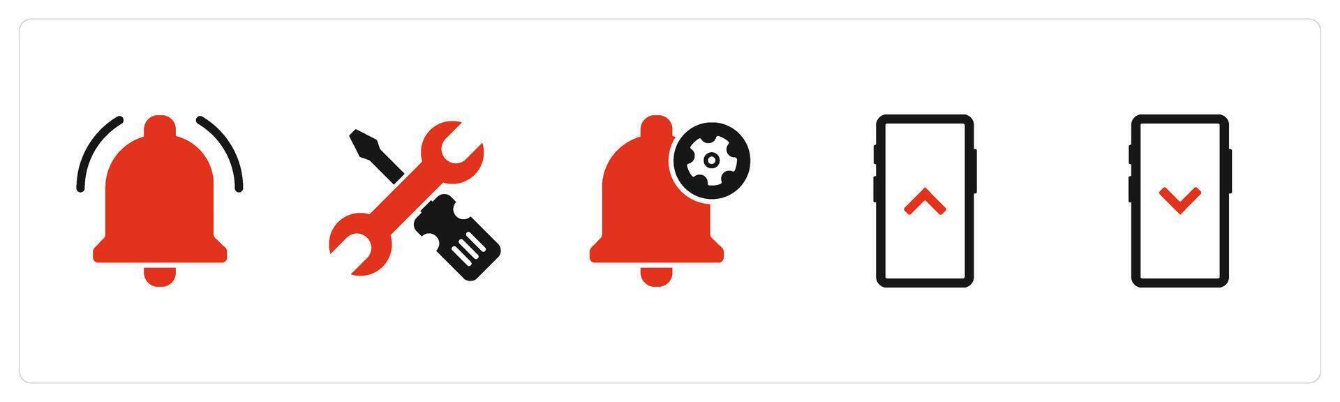A set of 5 Business icons as notification, replacement, notification vector