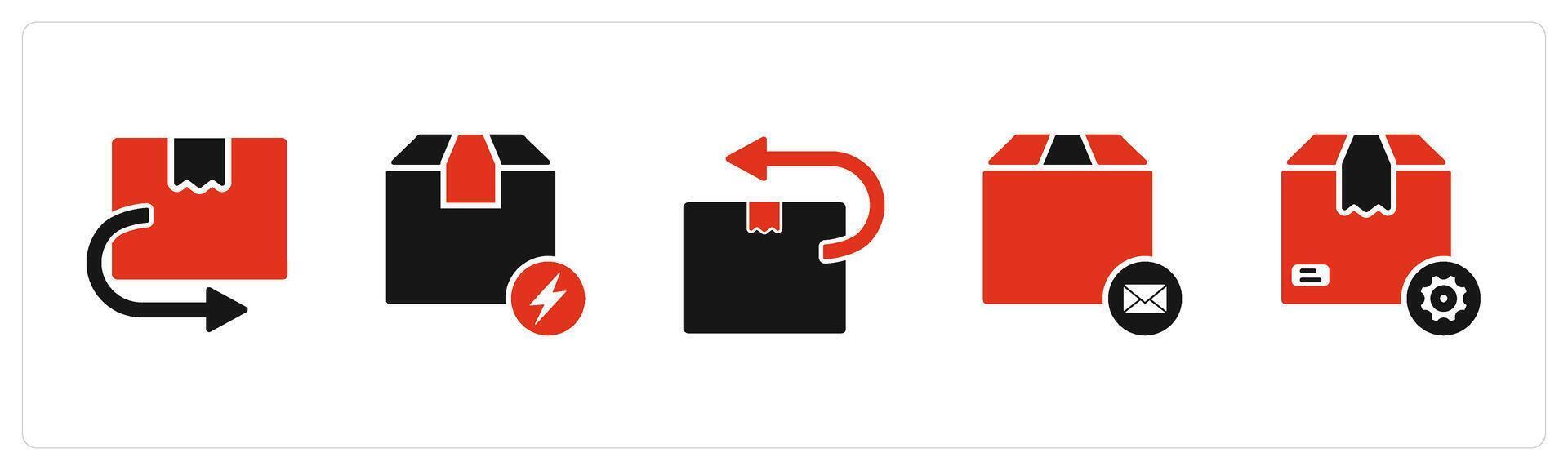 A set of 5 Business icon as return parcel, flash deal, send parcel vector