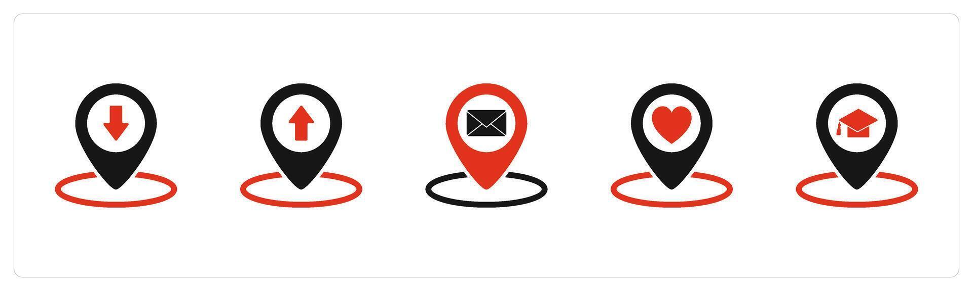 A set of 5 Business icon as pin, pointer, message location vector