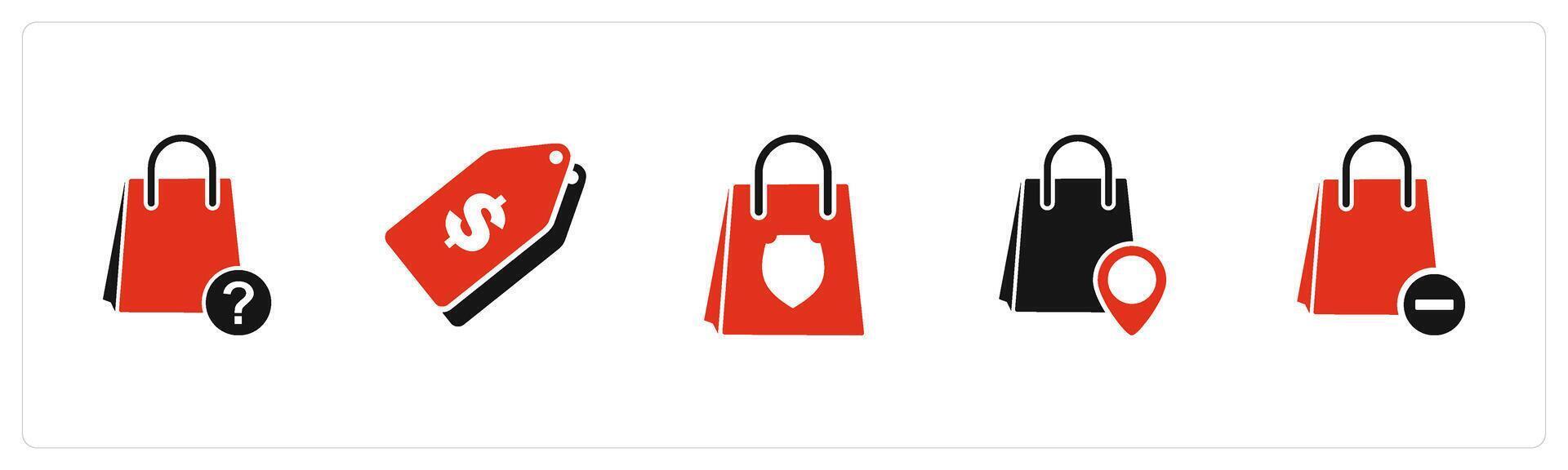 A set of 5 Business icon as shopping query, price tag, shopping security vector