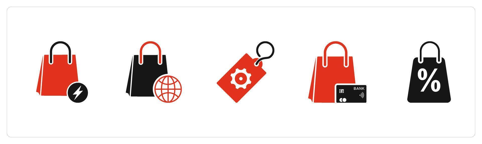 A set of 5 Business icon as fast shopping, global shopping, tag setting vector