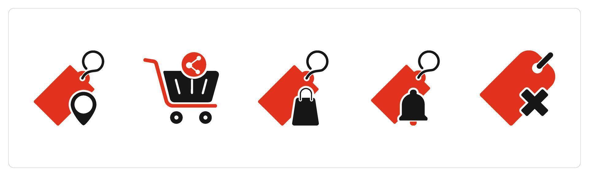 A set of 5 Business icon as tag location, share cart, shopping tag vector