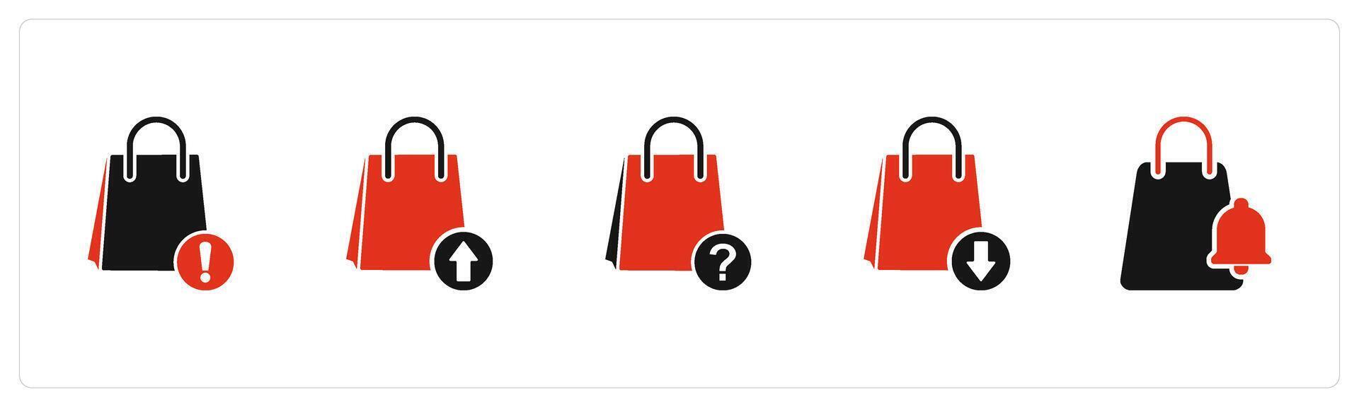 A set of 5 Business icons as shopping maintenance, download shopping, shopping query vector