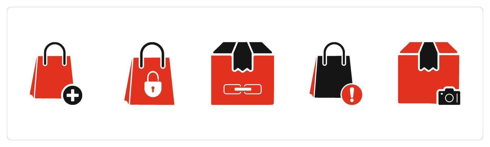 A set of 5 Business icons as add items, shopping security, education delivery vector