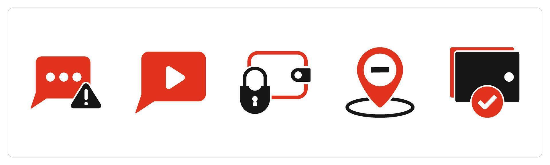 A set of 5 Business icons as message error, message, money protection vector