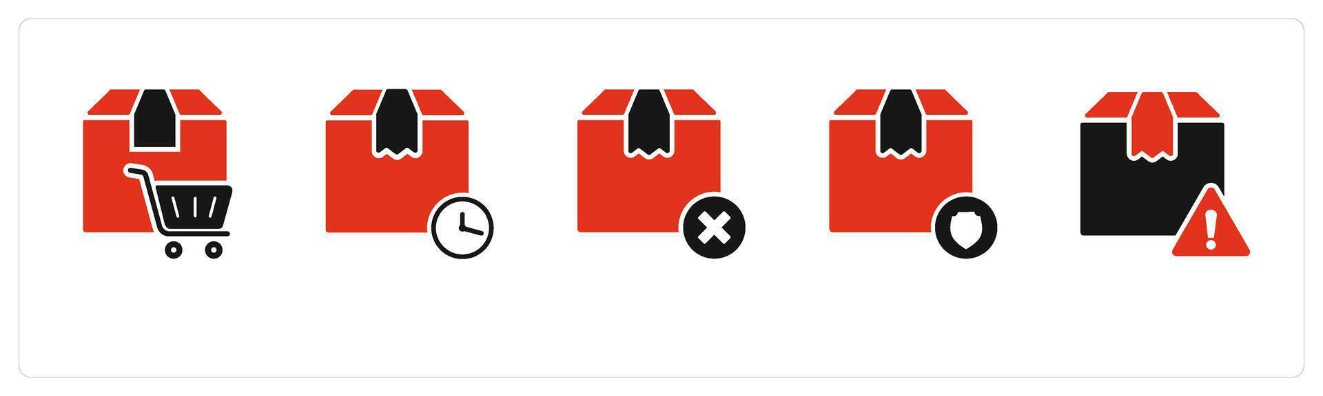 A set of 5 Business icons as cart order, delivery schedule, wrong order vector