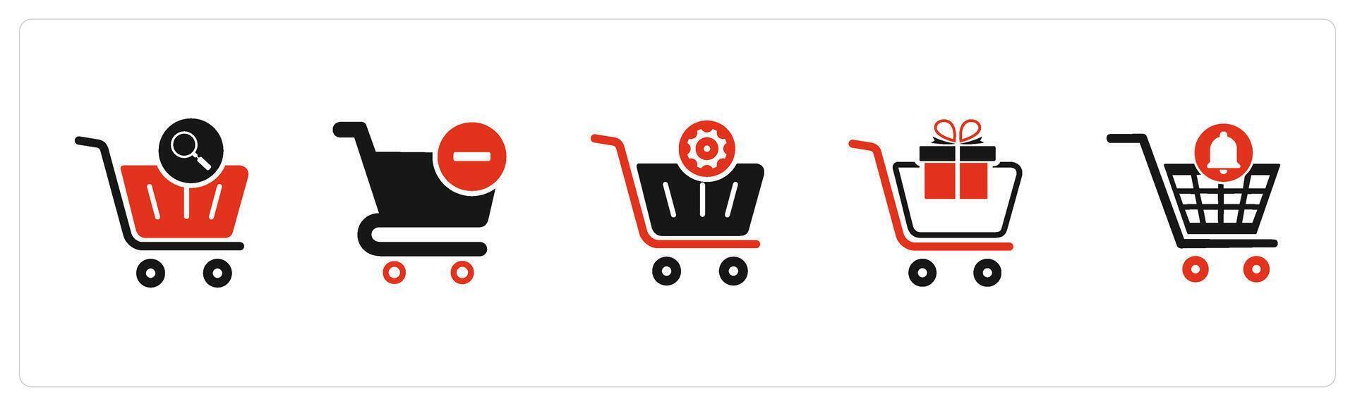 A set of 5 Business icons as cart search, remove cart, cart setting vector