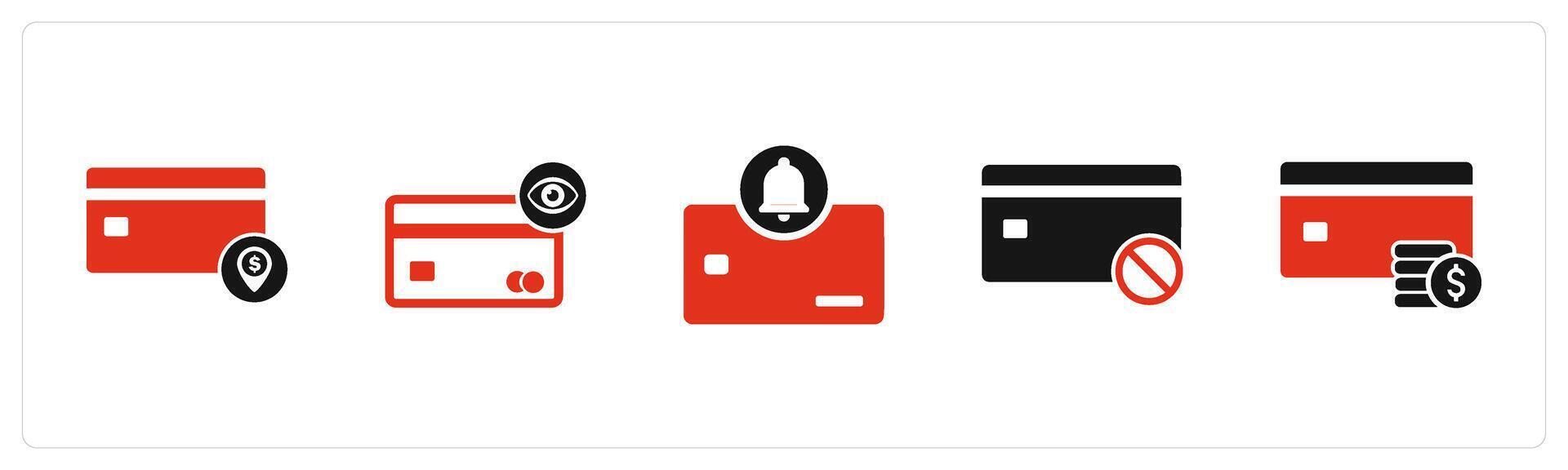 A set of 5 Business icons as card payment, view card, card notification vector