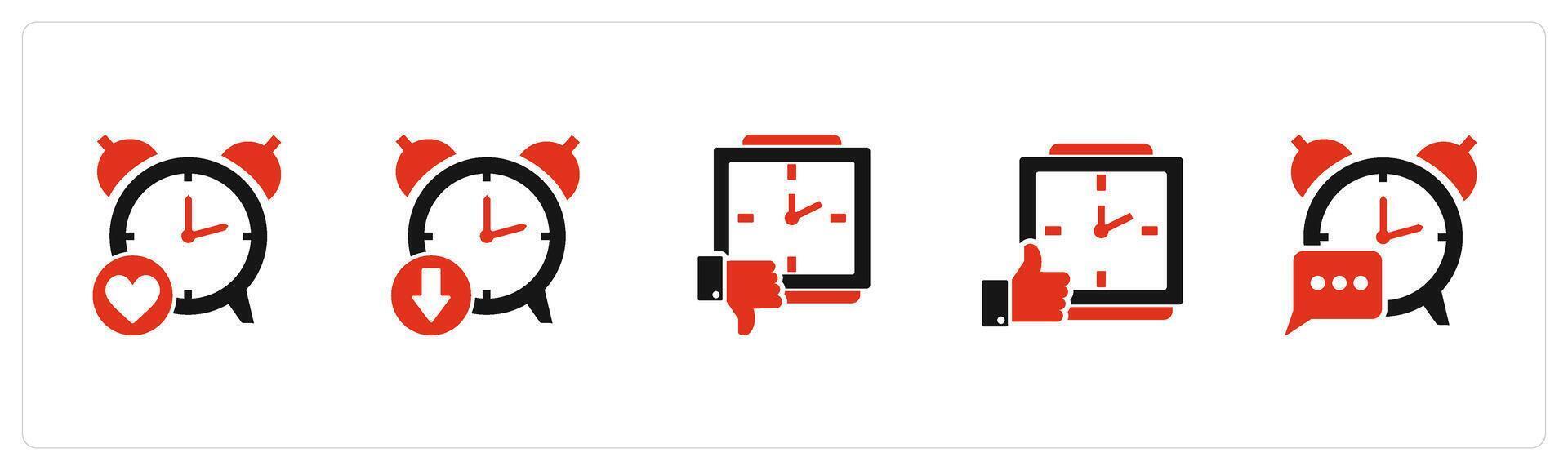 A set of 5 business icons as favorite clock, down time, like time vector