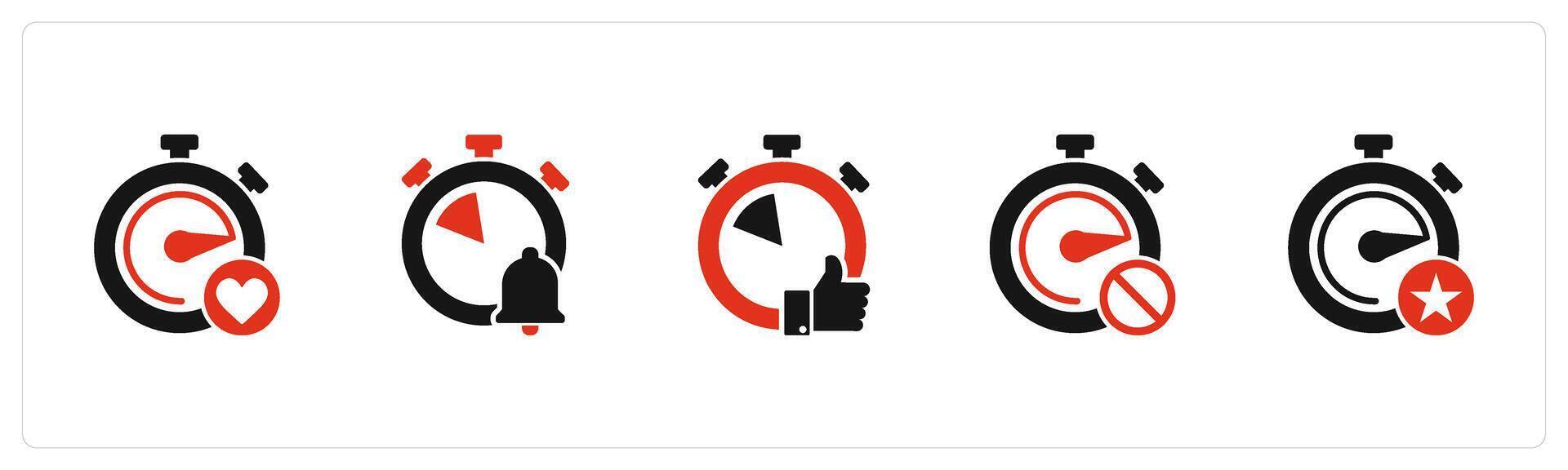 A set of 5 business icons as favorite time, time notification, like time vector