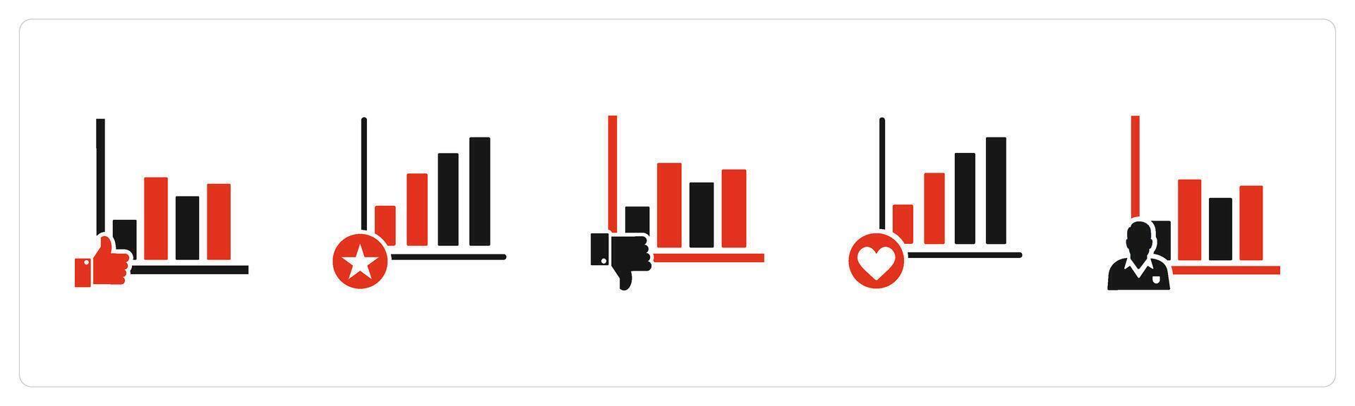 A set of 5 business icons as like graph, favorite graph, dislike graph vector
