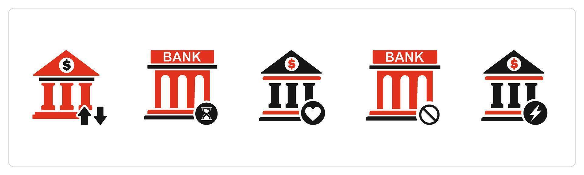 A set of 5 business icons as bank transaction, bank time, favorite time vector