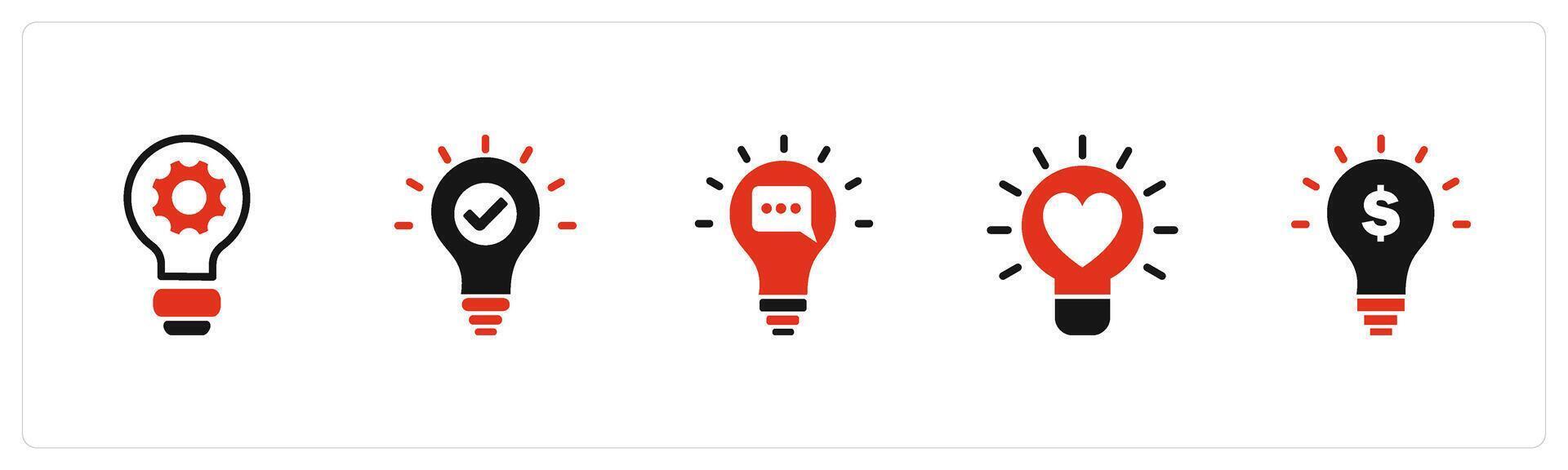 A set of 5 business icons as renovate idea, approve idea, message idea vector