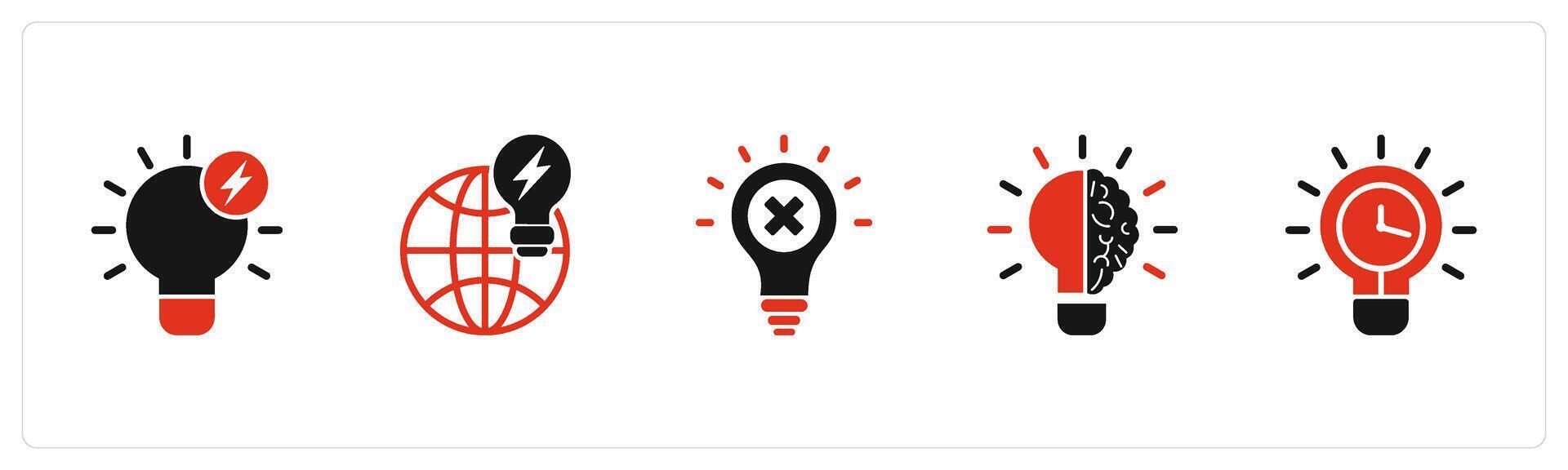 A set of 5 business icons as fast idea, generate idea, wrong idea vector