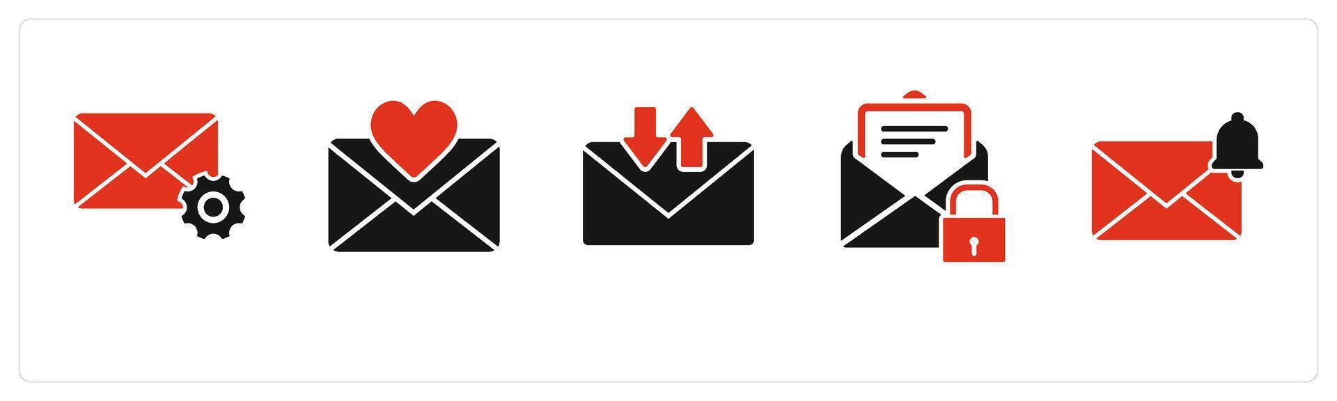 A set of 5 business icons as message setting, favorite message, message vector