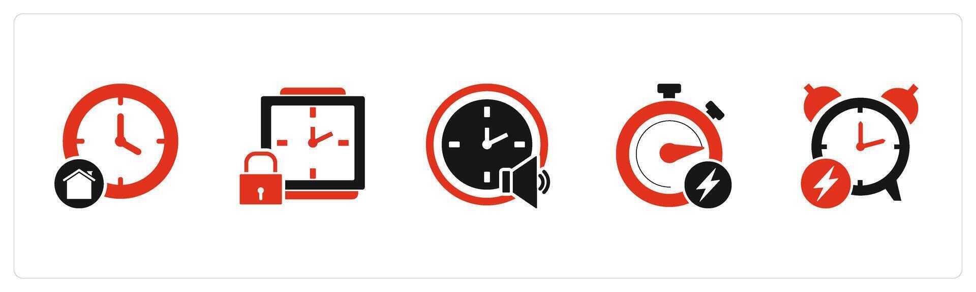 A set of 5 business icons as study time, time security, time speaker vector