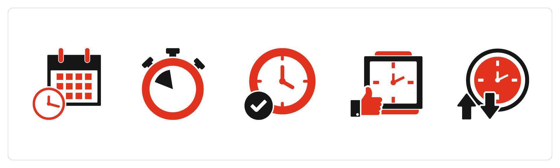 A set of 5 business icons as schedule, stopwatch, right time vector