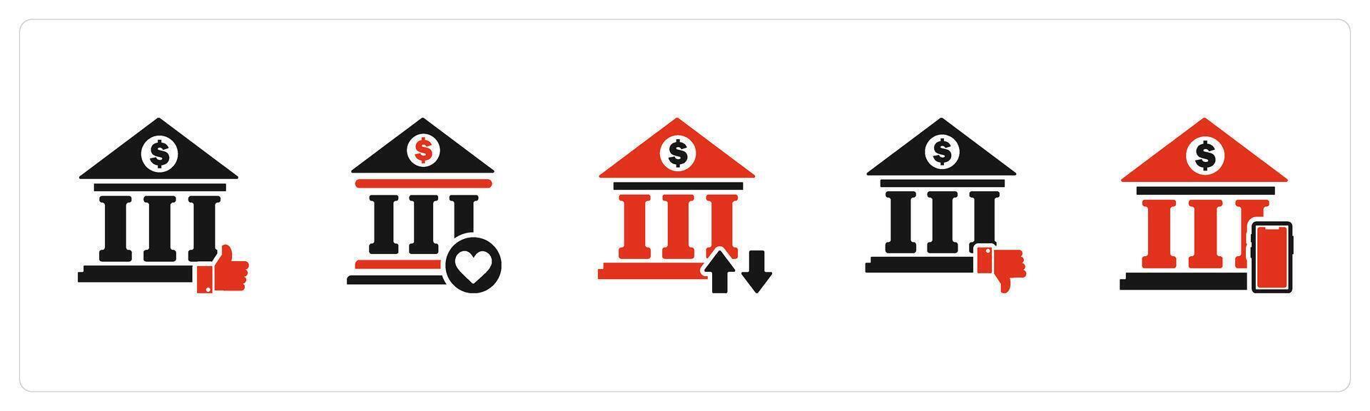 A set of 5 business icons as like bank, favorite bank, bank transaction vector