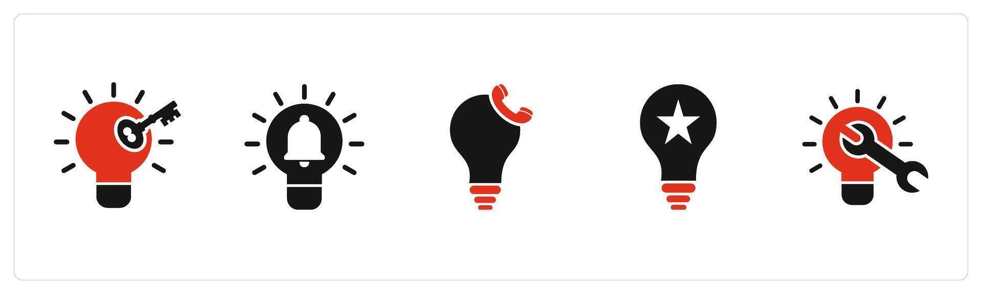 A set of 5 business icons as key point, idea notification, calling idea vector